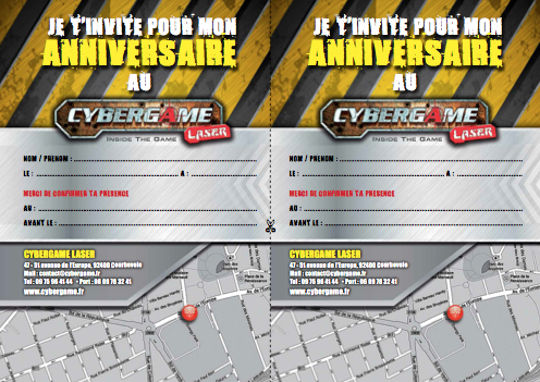 Invitations Anniversaire Cybergame Courbevoie